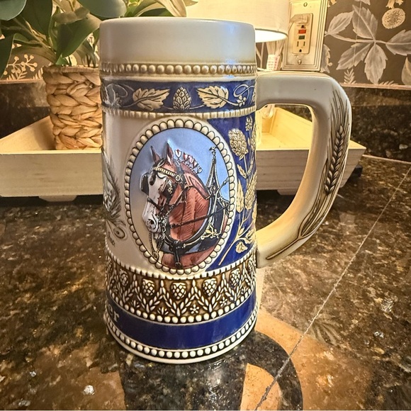 Budweiser Ceramic Beer Stein with Horse Design - Picture 1 of 7
